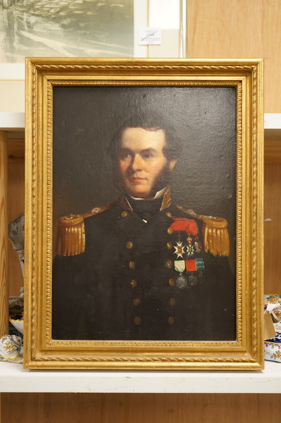 Early 20th century school, Portrait of Naval officer Sherard Osborn (1822-1875), oil on board, 37 x 27cm, gilt frame